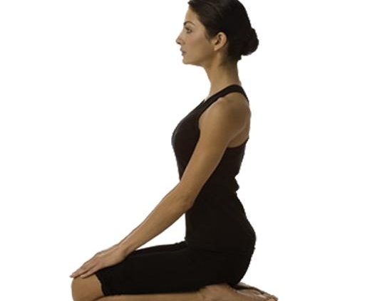 Vajrasana or Thunderbolt Poses of Yoga Asana, Young Woman Practicing in Gym  or Yoga Studio. Stock Image - Image of smile, sitting: 235805219